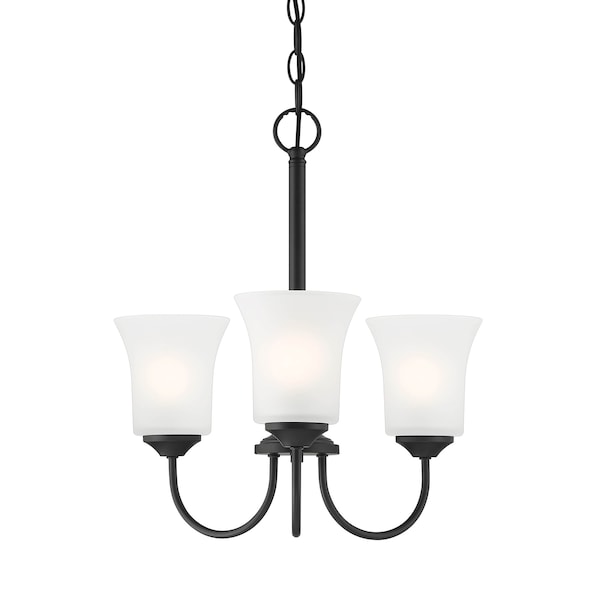 Designers Fountain Bronson 3 Light Classic Matte Black with Frosted Glass Shades Chandelier For Dining Rooms D278M-3CH-MB - main
